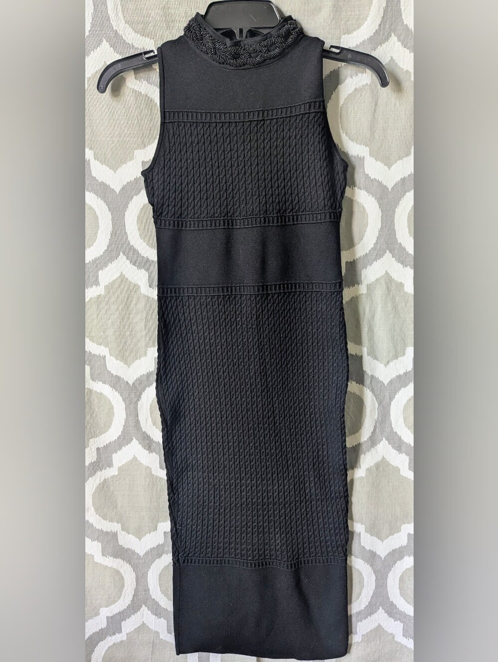 RACHEL Rachel Roy Black Textured Sleeveless Bodycon Sweater Dress